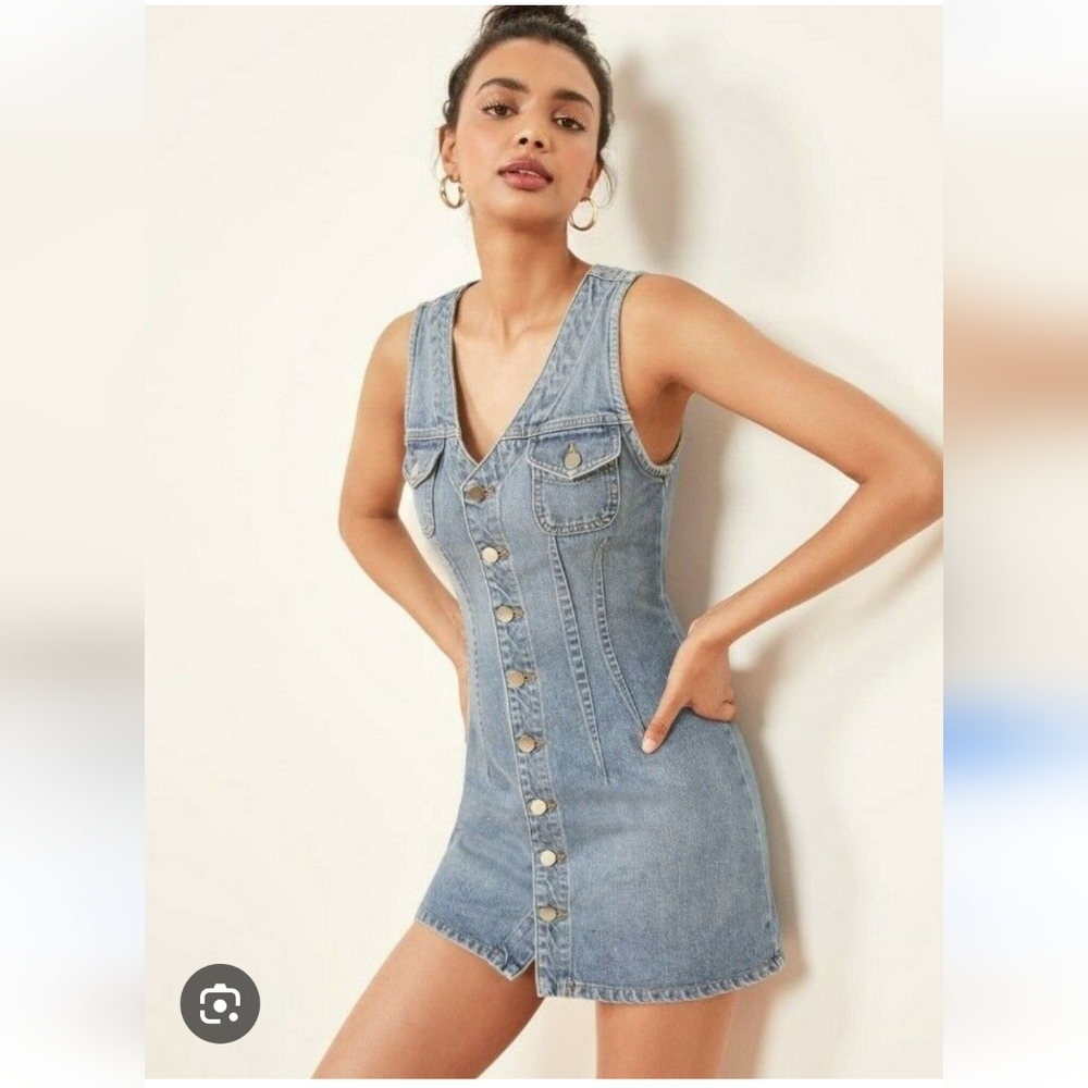Reformation Colby Denim Button-Down Dress